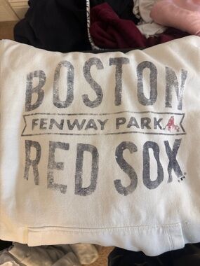 Boston Red Sox Fenway Park Graphic Hoodie - White with Faded Navy & Red